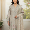 Stitched Emerald Green Embroidered Linen 3PC Suit – Luxury Eid Festive